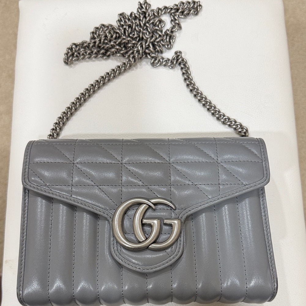 GG Marmont Chain Wallet Mixed Matelasse Leather